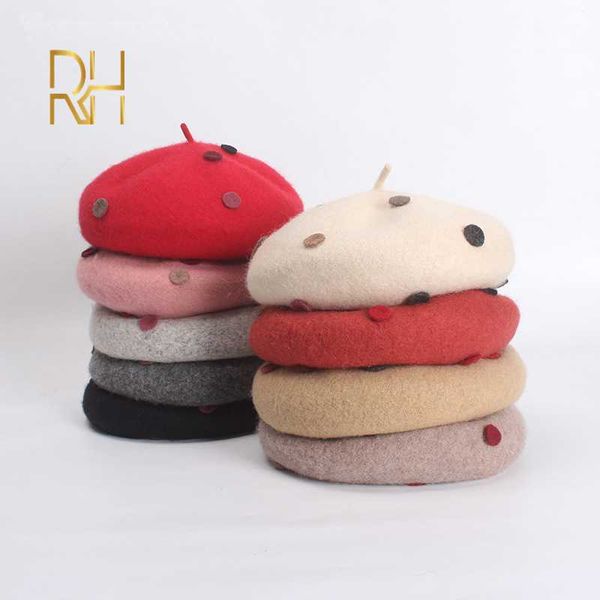 

женщины моды шерсть зима берет урожай горошек британский стиль плоский painter cap девушка войлок береты rh, Blue;gray