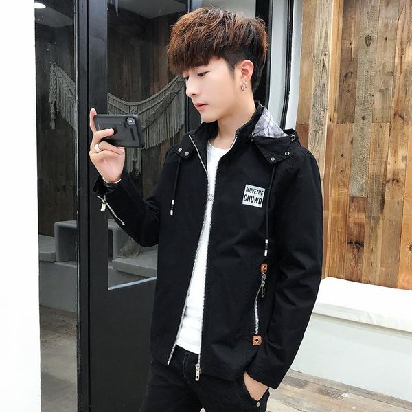 

autumn man stand lead jacket will code even hat youth loose coat1, Black;brown