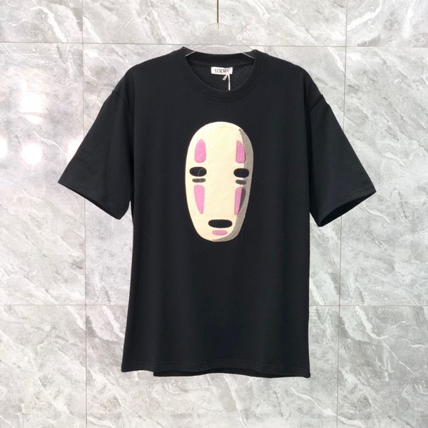 

sweatshirt sand summer new high grade cotton printing short sleeve round neck panel t-shirt oversize color: black white ew4, Black;brown