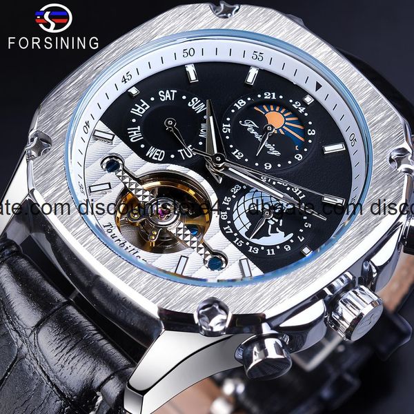 

fucini watch new forsing men's fashion hollow out multi-function automatic mechanical watch, Slivery;brown