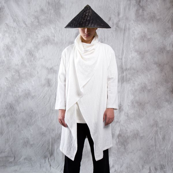 

2021 spring summer men cotton trench vintage chinese style man mantle japanese personality long coat ruit, Black;brown