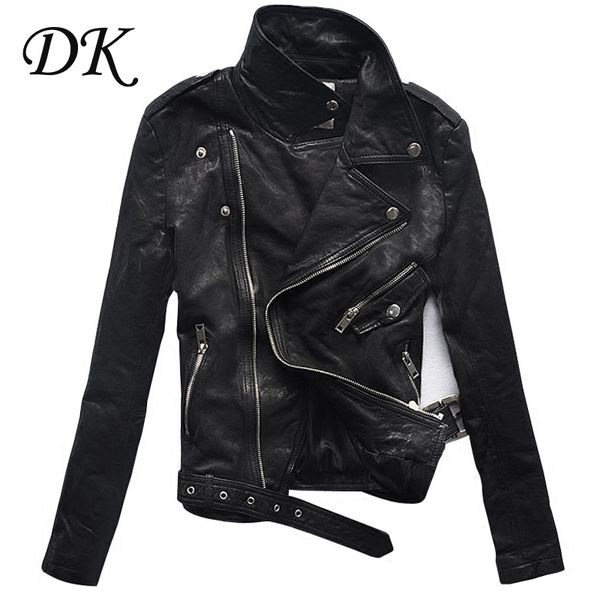 Oferta especial Genuine Leather Casacos Mulheres Europe Sheepskin Slim Slim Couro Elegante Casaco de Motocicleta Feminino 201030