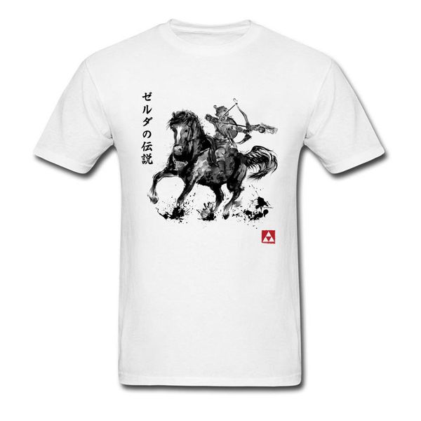 

fashion 2018 wild hunter white short sleeve customized japan chic horse samurai water ink sport hooded sweatshirt hoodie t shirt