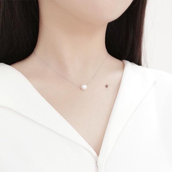 

100 s925 стерлингового серебра мода элегантная оболочка перл ожерелье подвеска для женщин ювелирные изделия 100 s925 h wmthwx, Black