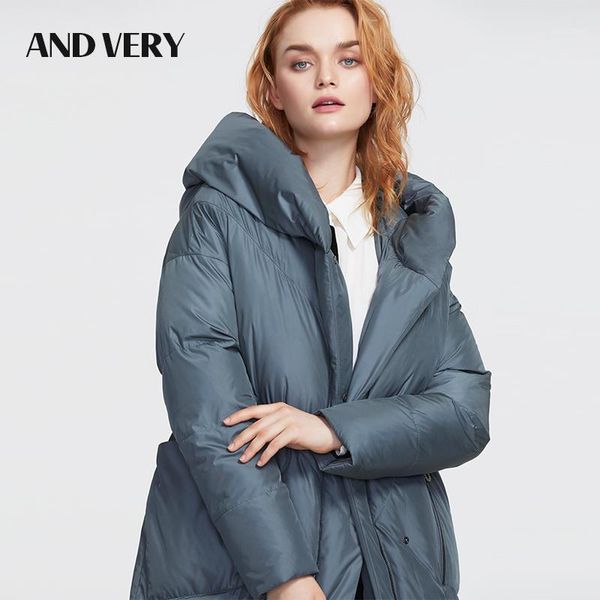 

andvery 2019 winter new arrival down jacket women coat fashion style a hood color blue winter long down coat for ladies 99091, Tan;black