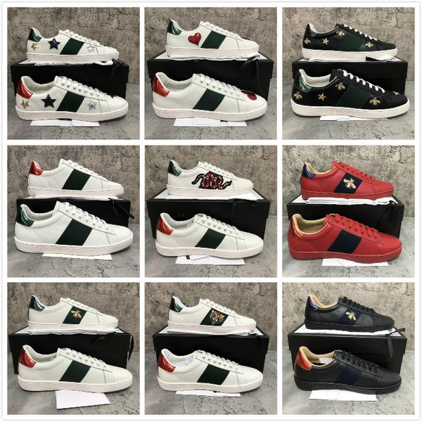 

2021 stripe new designer shoes ace embroidered mens real leather designer sneakers woman man casual ace shoes