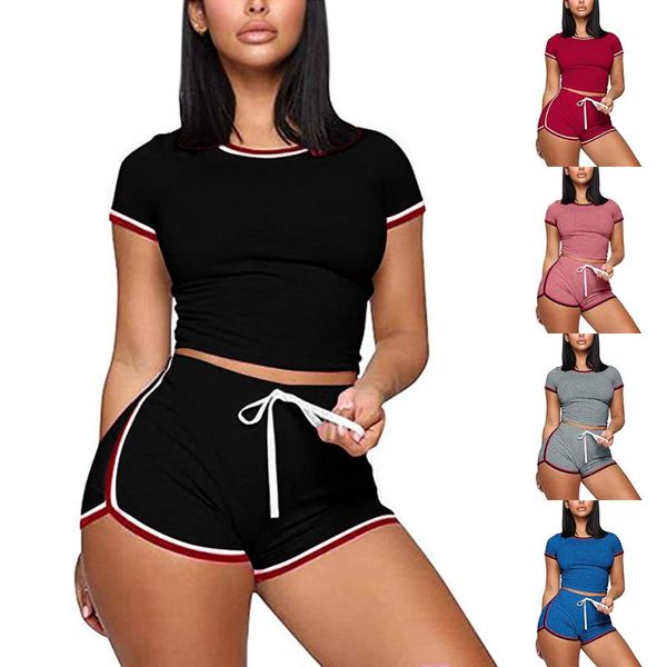 

yoga outfits 2pcs set women female sleeveless tank bra fitness shorts running gym sports clothes suit, White;red