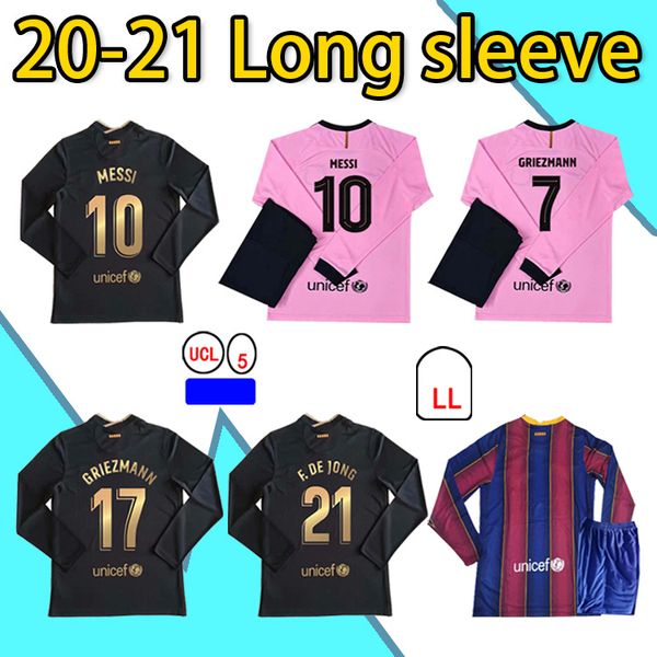 

2020 soccer jersey griezmann f. de jong coutinho s.roberto trincão o. dembélé piqué 20 21 long sleeve high-quality football shirt, Black;yellow
