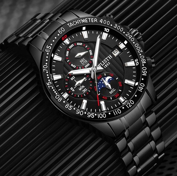 

wlisth men men's blue products selling quality brand shi stainless steel new fashion luminous, Slivery;brown