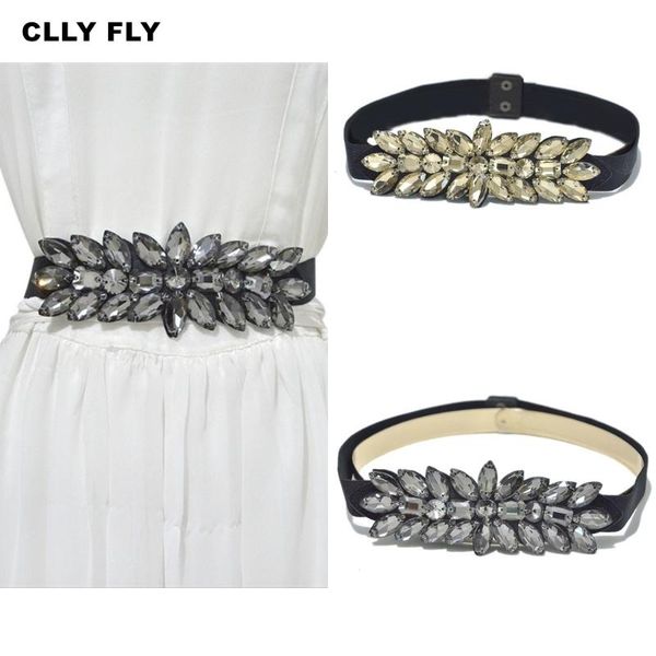 

женщины rhinestone упругие ремень престижное широкий цветочный пояс эластичный пряжки эластичный пояс мода дизайн waistband для дам, Black;brown