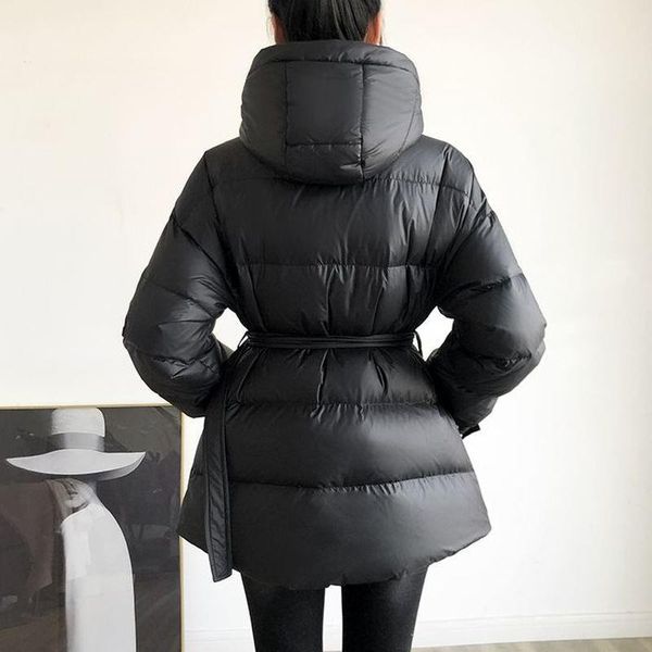 

high new fashion coat and coats hooded jackets cotton jacket sashes women 2020 quality ladies warm winter thicken apvrv, Black