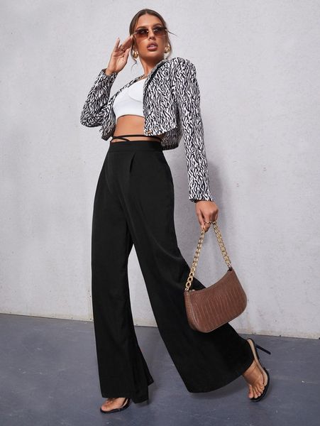 

cut out flare leg pants m1kd#, Black;white