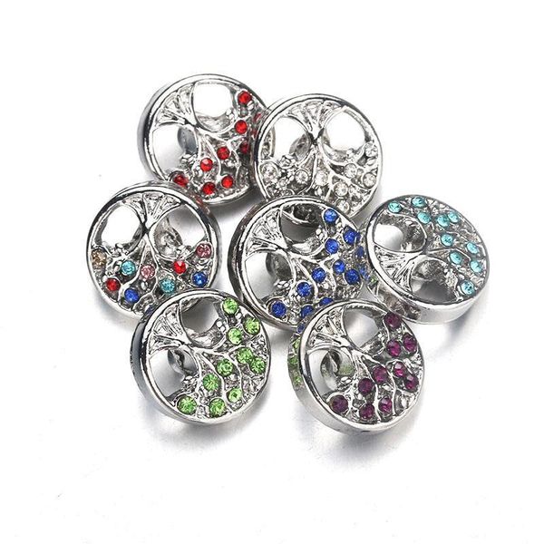 

10pcs lot tree of life snap button jewelry mixed colors metal 12mm snap buttons fit snap bracelet bangles women jewelry 011615 h jllote