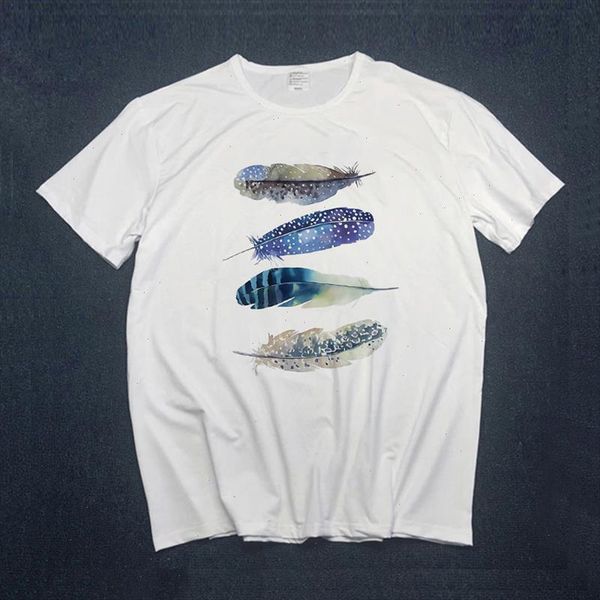 

aesthetics t shirt short sleeve casual white graphic tees feather print fashion vogue t shirts women clothing