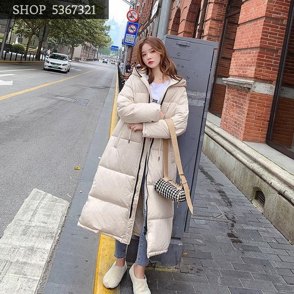 

2019 winter cotton-padded clothes woman self-cultivation thin thickening long fund overknee down cotton suit-dress1, Black