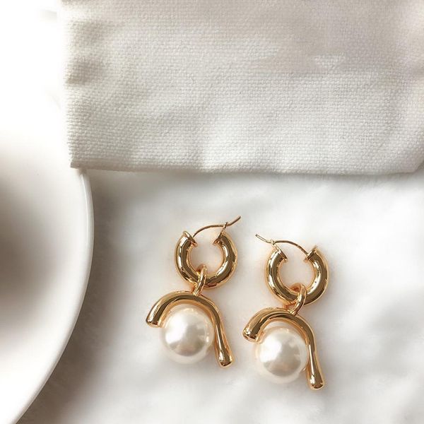 

fahion stainless steel circle pearl 18k rose gold stud earrings for woman, Golden;silver