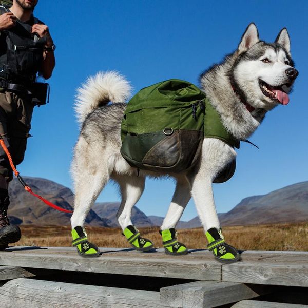 

4pcs pet dog shoes waterproof reflective dog boots outdoor snow rain shoes anti-slip socks footwear for medium large do jllyzj