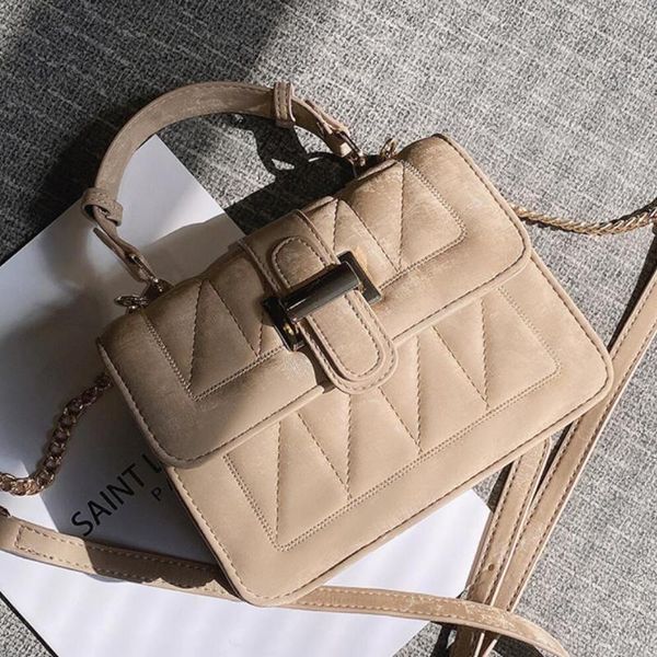 

elegant female square tote bag 2020 new matte pu leather women's designer handbag chain shoulder messenger bag