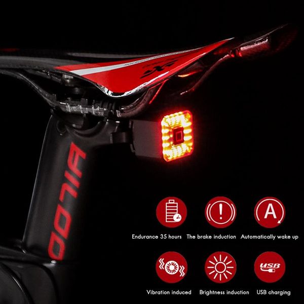 

giyo smart bike tail light auto on/off bike rear lights rechargeable ipx4 waterproof led bicycle lights accessories fits cycling