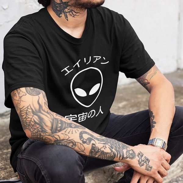 

sport alien japanese t shirt original design black cotton us size short sleeve tee male
