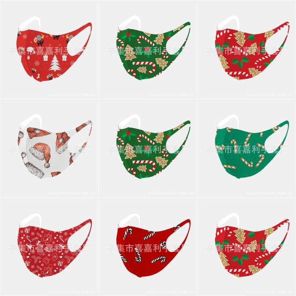 

cute prints mouth christmas masks mascherine ice silk folding anti oplets dust and sand face christmas mask mascherine sunscreenfit kid 1#84, Black