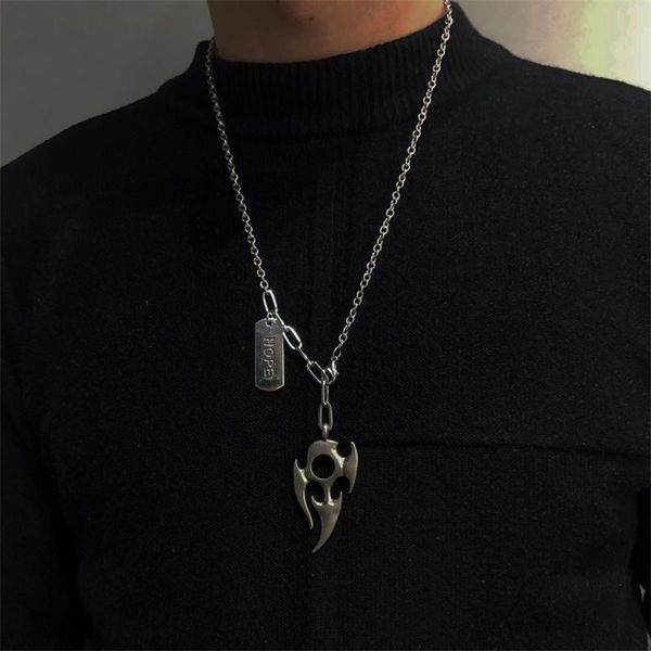 

punk flame ожерелье мужчины hiphop рок-стрит культура нержавеющей стали цепи ожерелье человек подарка ювелирных изделий способа, Silver