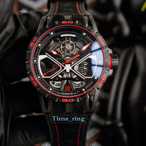 

high version excalibur spider rddbex0784 skeleton dial black steel case automatic movement mens watch black leather strap sport watches, Slivery;brown