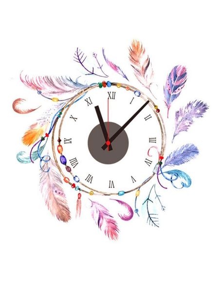 

ins colored feathers wall clock cartoon design silent wall clock children living room bedroom hanging clocks home decoration