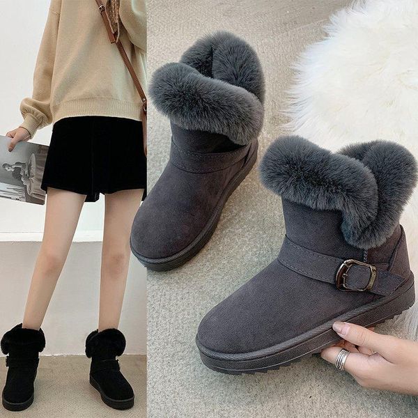 

boots women winter snow ladies warm fur suede wedge ankle boot female fashion casual shoes comfort footwear plus size1, Black