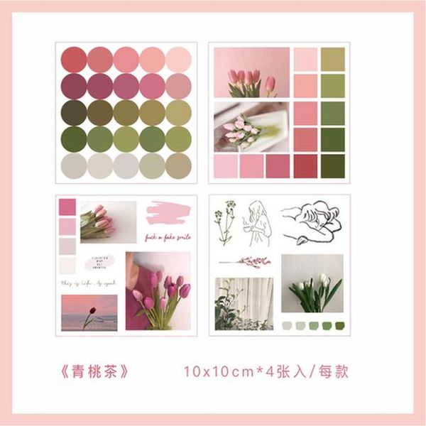 

4 pcs lot ins style collage simple adhesive decoration sticker set diy label for journaling scrapbooking album planner diary jllrbm