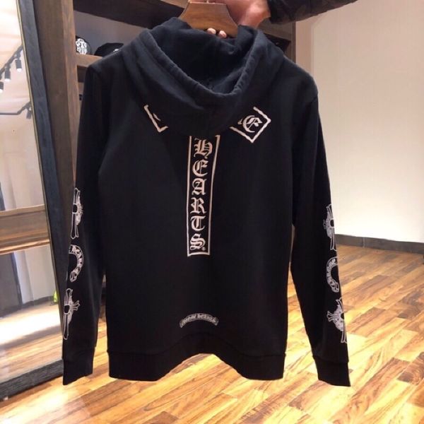 

autumn and winter new fashion brand crosin sanskrit alphabet printing couple fashion casual versatile hooded sweater 6o8b, Black