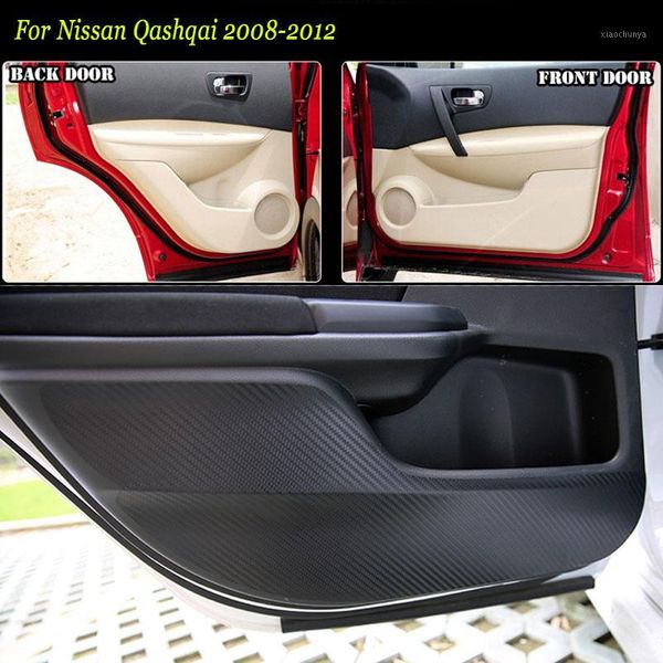 

brand new 1 set interior 3d carbon fiber doors side edge anti-kick protection pad sticker for qashqai 2008-20121