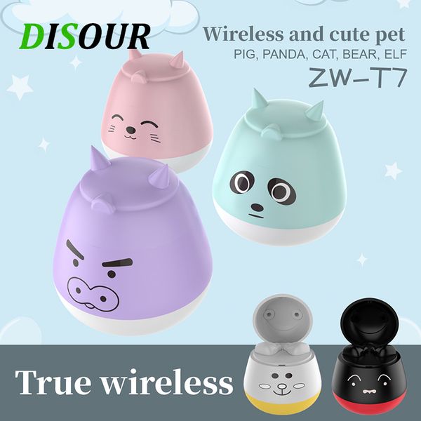 

cartoon animal lovely 5.0 tws bluetooth earphones mini wireless stereo hifi earbuds headphones for beauty girl women with mic