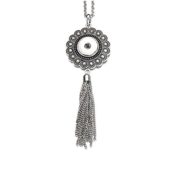 

snap jewelry crystal necklace pendants snap button necklace with chains fit 18mm snap button jewelry f bbylcq, Silver