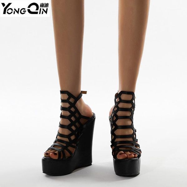 

sandals hollow wedge high heel fashion women pumps size 35-421, Black