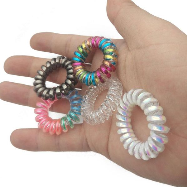 

оптовая 5pcs спринг резинки bands телефонный провод упругие волос для стяжки хвостик holder аксессуары оптовая 5шт bbyuem bdehome, Silver