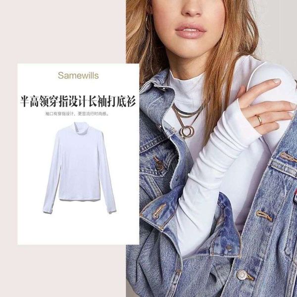 

winter / 178 modal half autumn high collar pullover slim fit solid color finger hole long sleeve bottoming temperament commuter t-shirt, Black;gray