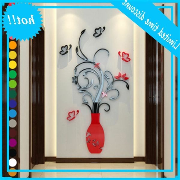 

3d flower diy muursticker sticker removable vinyl citate mural & for living room bedroom tv wall home decoration