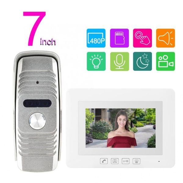 

110-240v 7 inch home color video doorbell night vision camera system
