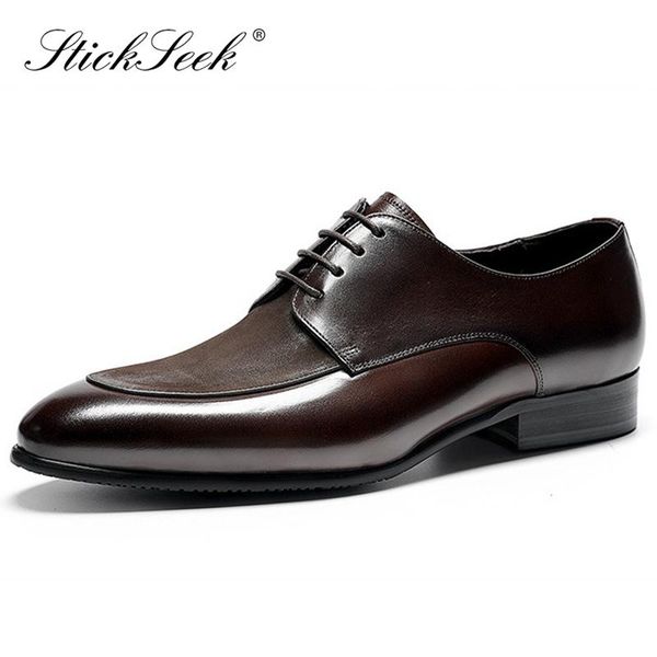 

new retro genuine leather man formal dress party shoes pointed toe laces handmade flats men's derby wedding office oxfords hs132, Black