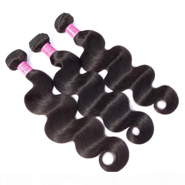 

peruvian 100% human hair wholesale body wave 3 bundles with 13x4 lace frontal pre plucked natural color weaves 8-28inch, Black;brown