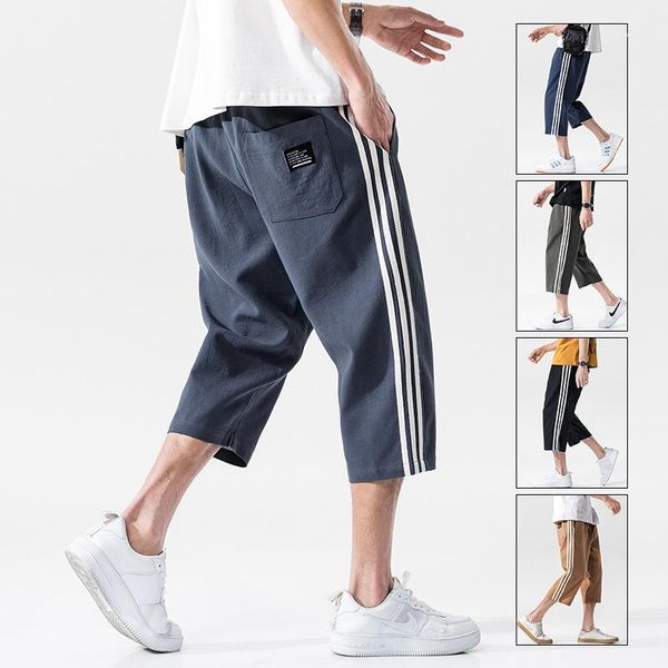 

miller summer men's all-match sports style cotton straight casual pants slim retro style cropped pants ml801, Black