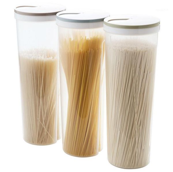 

transparent spaghetti protector jars grains tank storage box plastic container with pour lid noodles seal bottles1