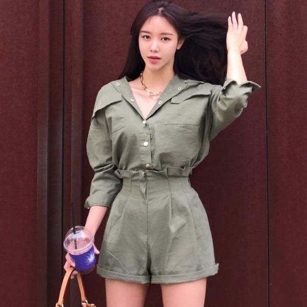 

deat 2020 turn-down collar three quarter sleeves single breasted spliced shirt and shorts high waist summer two pieces set, Black;white