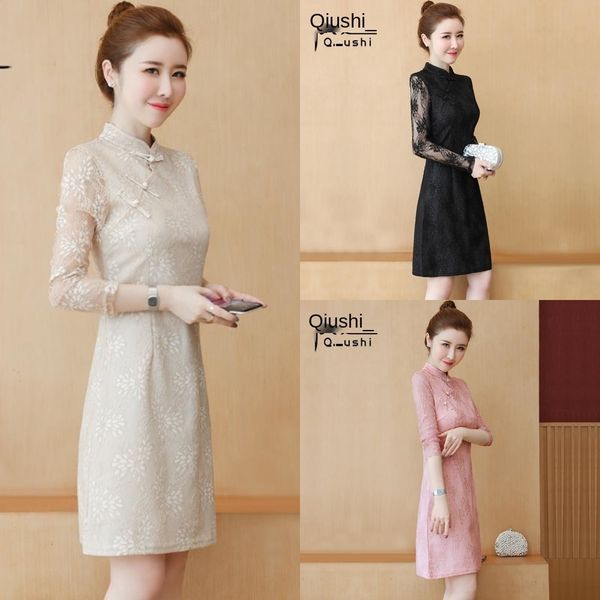

fplhn autumn chinese style cheongsam style modified dress cheongsamchildren's clothing cheongsam spring wear spring autumn new 2020 chi, Black;gray