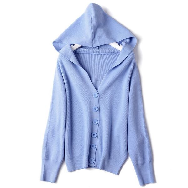 

bygouby hooded women cardigan sweater thicken knitted jumper short oversized single breasted cardigans jacket coats female 201128, White;black