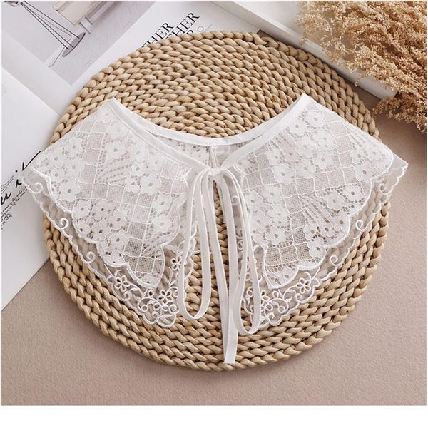 

women fake collar white color lace hollow out detachable collar small shawl decorative shirt collar woman clothes acc qylriu, Blue;red