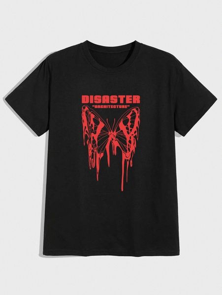 

romwe guys letter butterfly graphic tee j5ml#, White;black