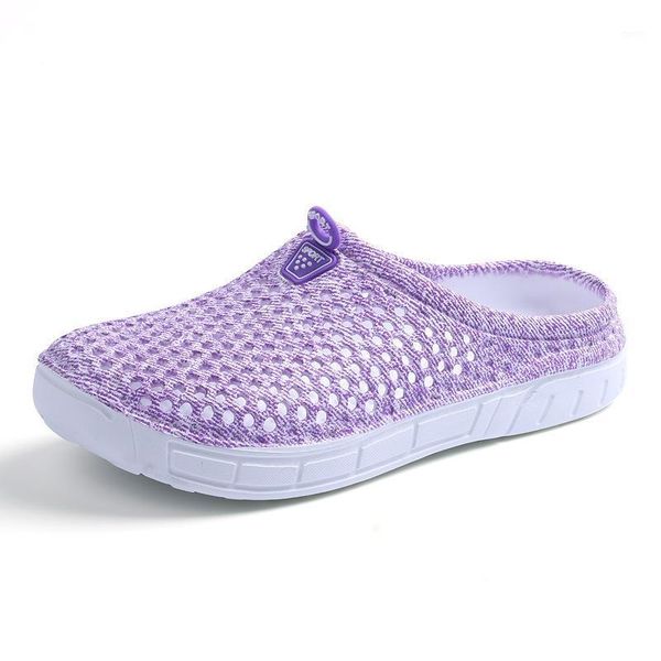 

summer women hole shoes casual bird nest half drag sandals female hollow breathable flats beach shoes slipper eva solid1, Black