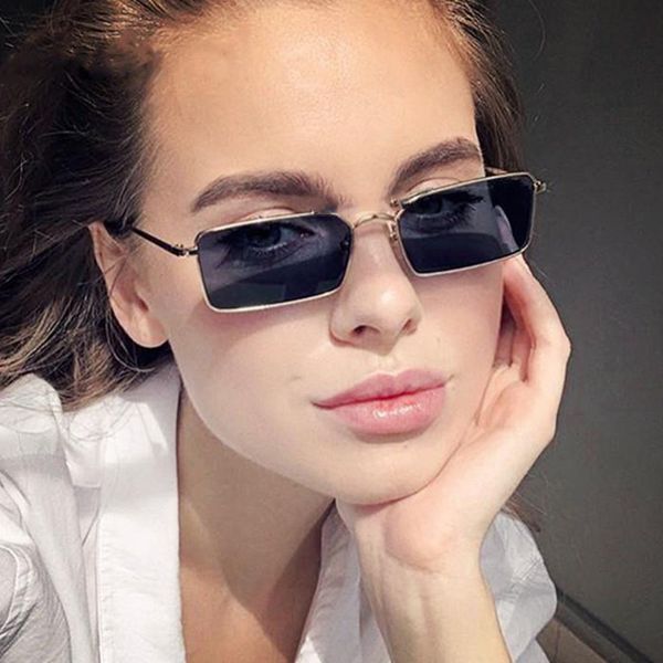 

square womens sunglasses alloy metal small frame clear single bridge men's sun glasses vintage chic female shades red yellow